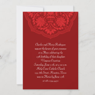 Rode Latijnse Patroon Quinceanera-uitvindingen Kaart
