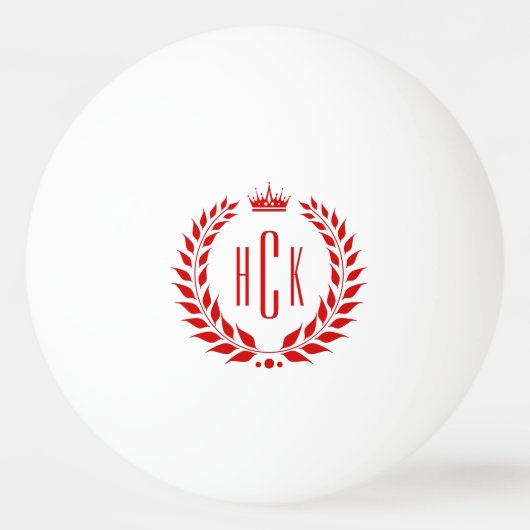 Rode lauwerkrans aangepaste monogram pingpongbal (Voorkant)
