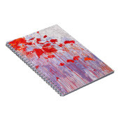 Rode Lavendel Poppy Drip Abstract Notitieboek (Rechterzijde)