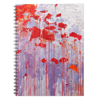Rode Lavendel Poppy Drip Abstract Notitieboek