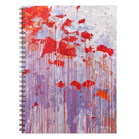 Rode Lavendel Poppy Drip Abstract Notitieboek (Voorkant)