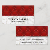 Rode lederen bekleding | marmeren metaalafwerking visitekaartje (Voorkant / Achterkant)