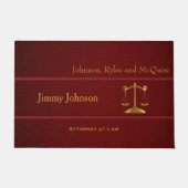 Rode lederen schaal van rechtvaardigheid | Advocaa Deurmat (Voorkant)