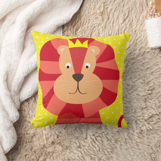 Rode leeuw op het Sierkussen van de gele pokadot (Deken)