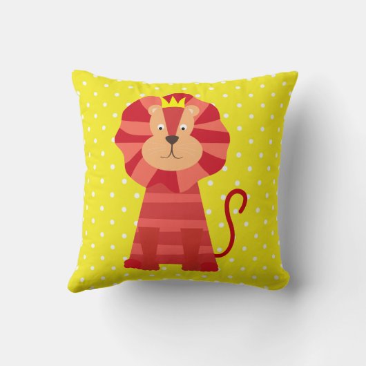 Rode leeuw op het Sierkussen van de gele pokadot (Achterkant)