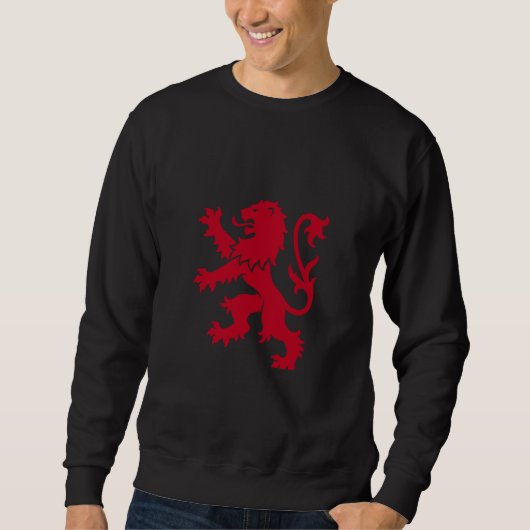 Rode Leeuw Rampant Heraldische Kuif Vector Grafisc Trui (Voorkant)