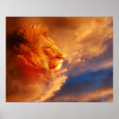 Rode leeuwen in zonnewolken poster (Voorkant)