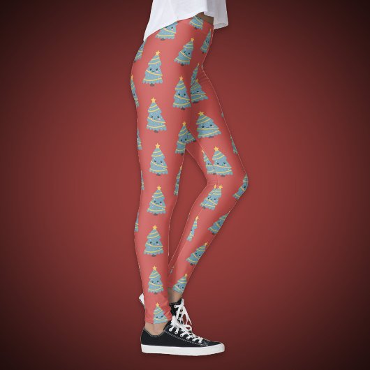 Rode Legging met Kawaii kerstboom