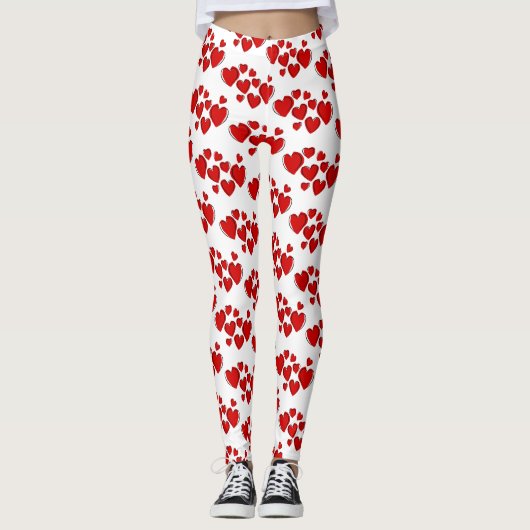 Rode Leggings met mooie harten (Voorkant)