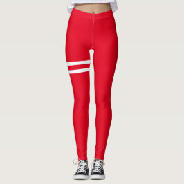 Rode Leggings met witte lijnen