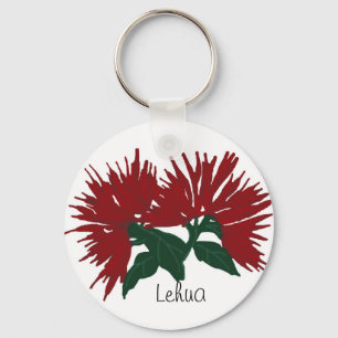 Rode lehua-bloemenketting sleutelhanger