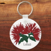 Rode lehua-bloemenketting sleutelhanger (Voorkant)