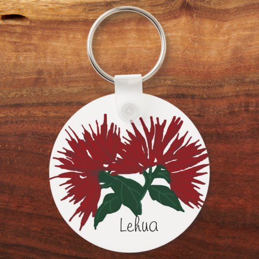 Rode lehua-bloemenketting sleutelhanger (Voorkant)