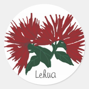 Rode lehua Bloemstickers Ronde Sticker