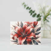 Rode Lelie Bloem Esthetische  Waterverf Briefkaart (Staand voorkant)