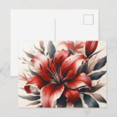 Rode Lelie Bloem Esthetische  Waterverf Briefkaart (Voorkant / Achterkant)
