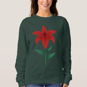 Rode Lelie Bloem Modern Platina Botanisch Ontwerp Trui