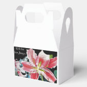 Rode lelie bloem theeparty cake gunstdoos bedankdoosjes (Geopend)