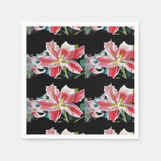 Rode Lelie Shabby Chic bloemservies Servet (Voorkant)