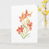 Rode Lelie Waterverf Bloem Kaart (Gele Bloem)