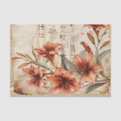 Rode lelies bloemenblad muziek ephemera tissuepapier (Voorkant)