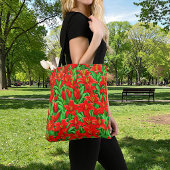 Rode Lelies Tote Tas