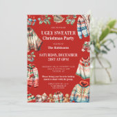 Rode Lelijke Kersttrui Jumper Vakantie Feest Kaart (Staand voorkant)