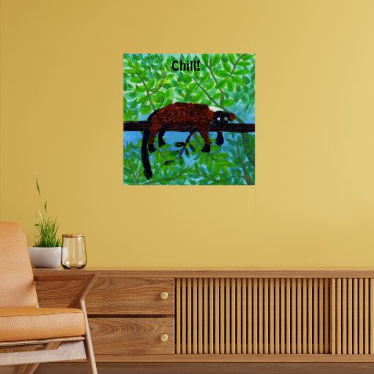 Rode Lemur Dierenposter Chill! Poster (Woonkamer 2)