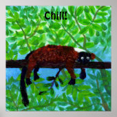 Rode Lemur Dierenposter Chill! Poster (Voorkant)