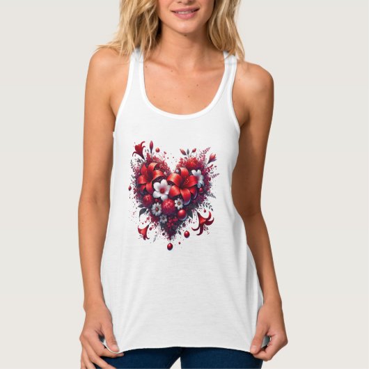 Rode Lente Bloemen Heart-53476 Tanktop (Voorkant)