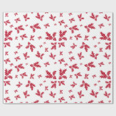 Rode lente van Holly Berries & bladeren Cadeaupapier (Vlak)