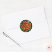 rode lentebloem ronde sticker (Envelop)