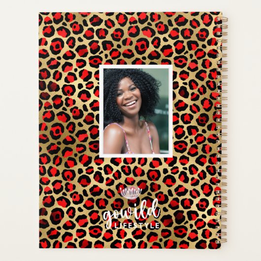 RODE LEOPARD AFDRUKKEN 12-maands Planner & Sticker (Achterkant)