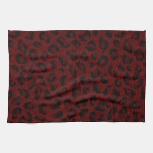 Rode Leopard Print Keukenhanddoek (Horizontaal)