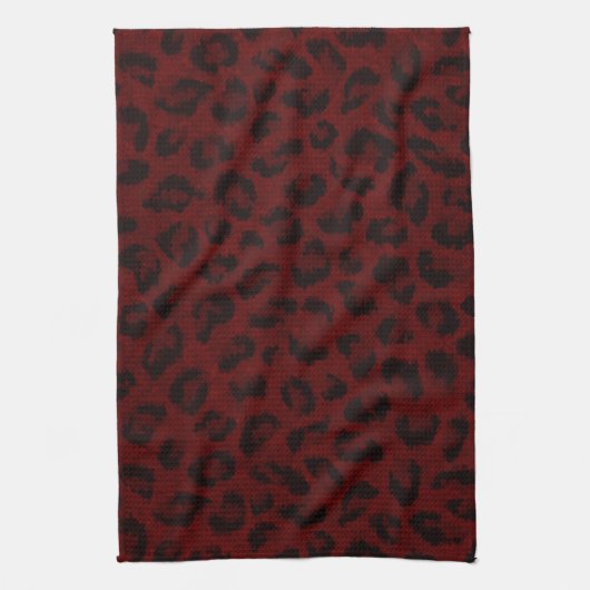 Rode Leopard Print Keukenhanddoek (Verticaal)