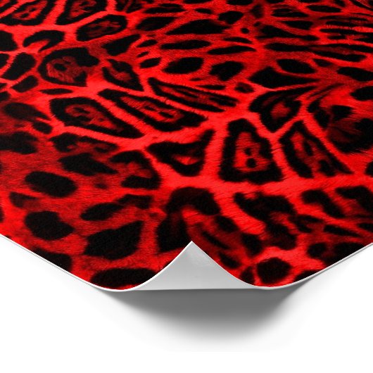 RODE LEOPARD WOBBLE PATTERN ACHTERGRONDEN WALLPAPE POSTER (Hoek)