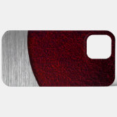 Rode leren en geborsteld stalen print Case-Mate iPhone case (Achterkant (horizontaal))