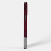 Rode leren en geborsteld stalen print iPhone hoesje (Rechterkant)