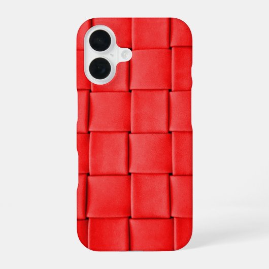 rode leren geweven achtergrond iPhone 16 hoesje (Achterkant)