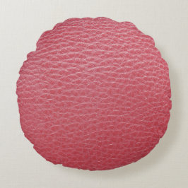 Rode leren look print ronde kussen