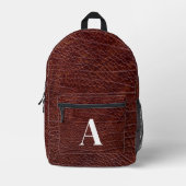 Rode leren monogram bedrukte rugzak (Voorkant)