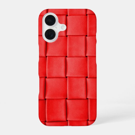 Rode leren weefsel iPhone 16 hoesje (Achterkant)