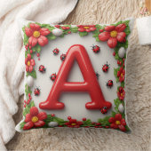 🐞 Rode Letter A met Lieveheersbeestjes Klaprozen Kussen (Deken)