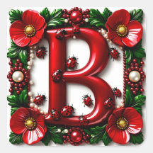 🐞 Rode Letter B Lieveheersbeestjes Papavers Parel