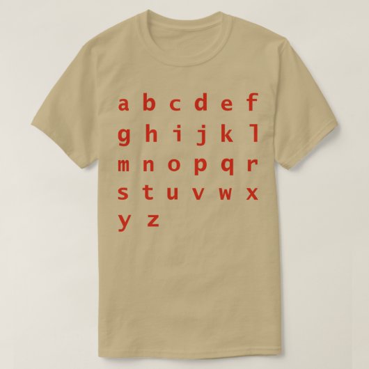 Rode letters Alfabet Typografie T-shirt (Design voorkant)