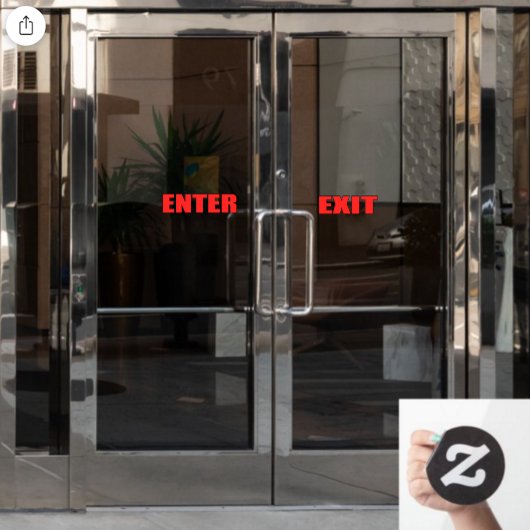 Rode letters Enter Exit winkel zakelijke deur Raamsticker