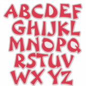 Rode Letters Transparante Alfabet Muur Sticker (Voorkant)