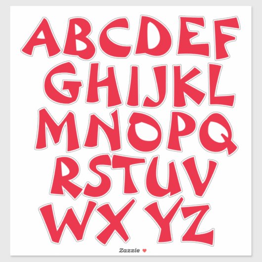 Rode Letters Transparante Alfabet Muur Sticker (Vel)