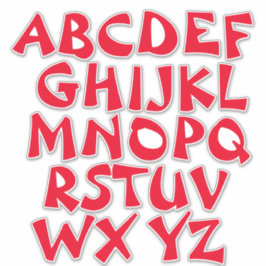 Rode Letters Witte Alfabet Muur Sticker