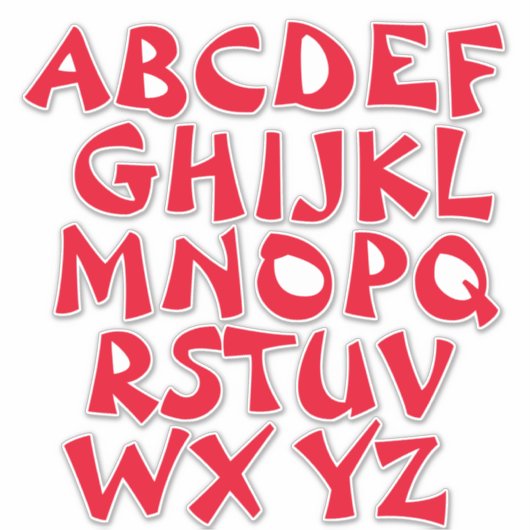 Rode Letters Witte Alfabet Muur Sticker (Voorkant)